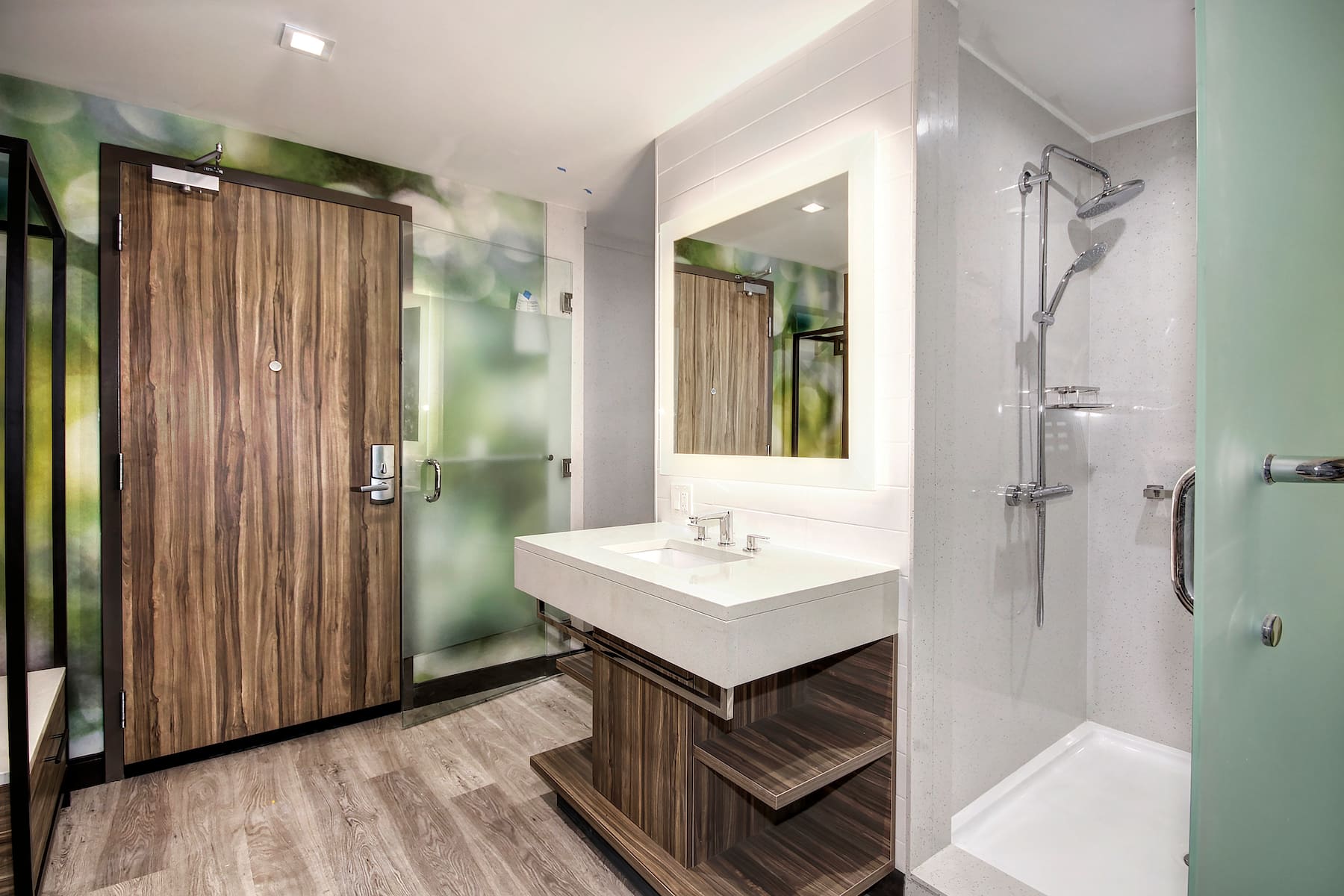 Guest room bath at the Wyndham Garden Sacramento Airport Natomas in Sacramento, California